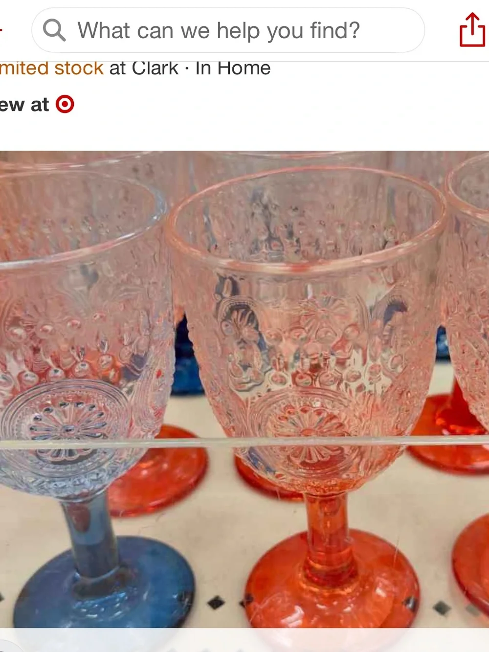 Target Red Stemmed Pressed Glass Wine Goblet - Set of 2 New 4th of July